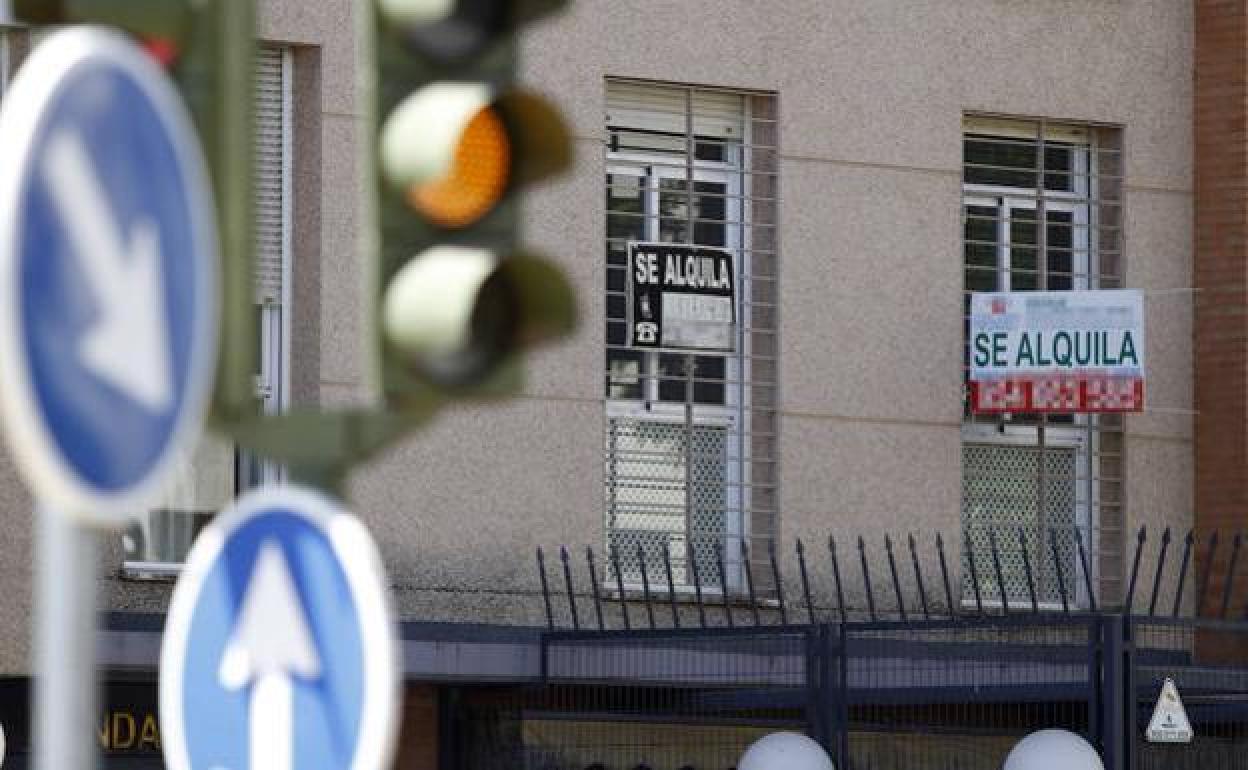 Los carteles de se alquila en León.