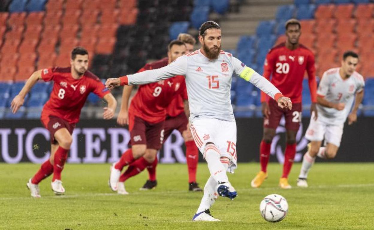 Ramos, en el momento crucial de fallar el penalti