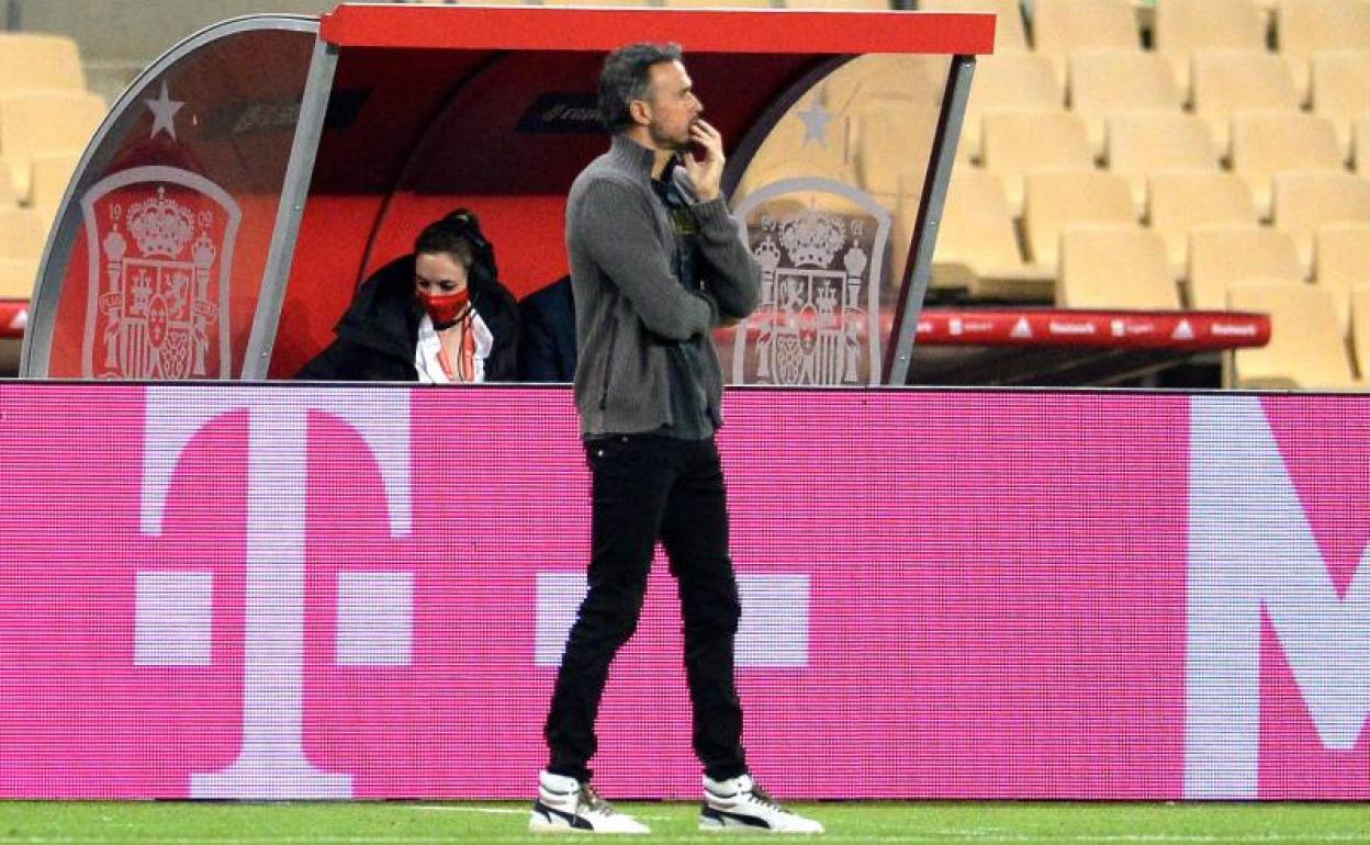 Luis Enrique, durante el España-Alemania.