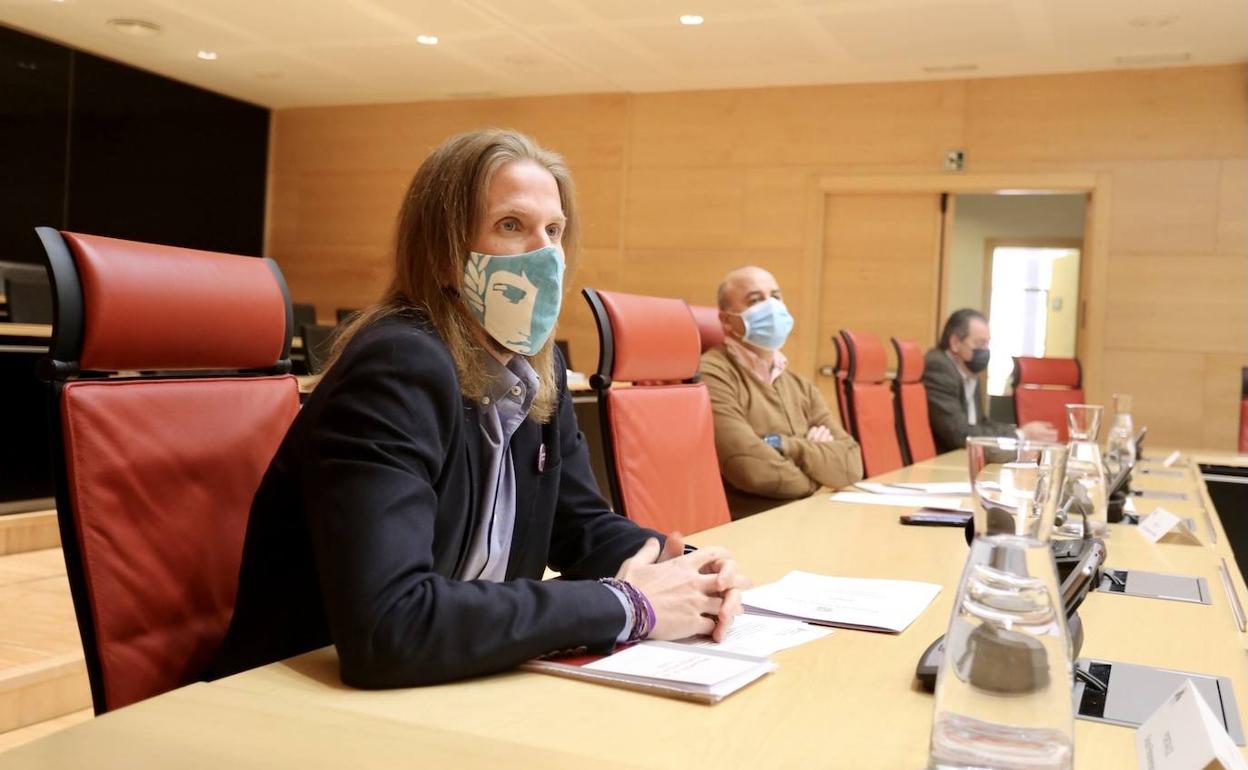 Pablo Fernández, en la junta de portavoces de las Cortes de este lunes.