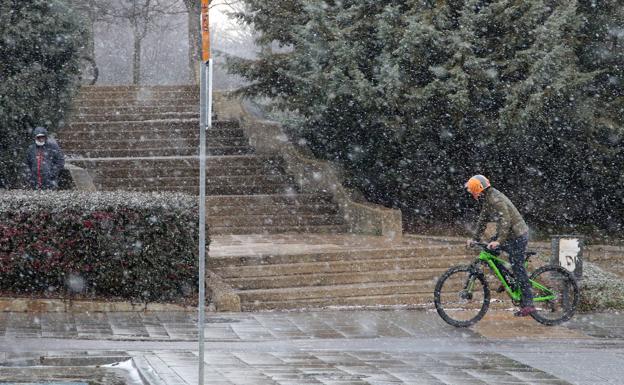 Durante algunos minutos la nieve cayó con intensidad.