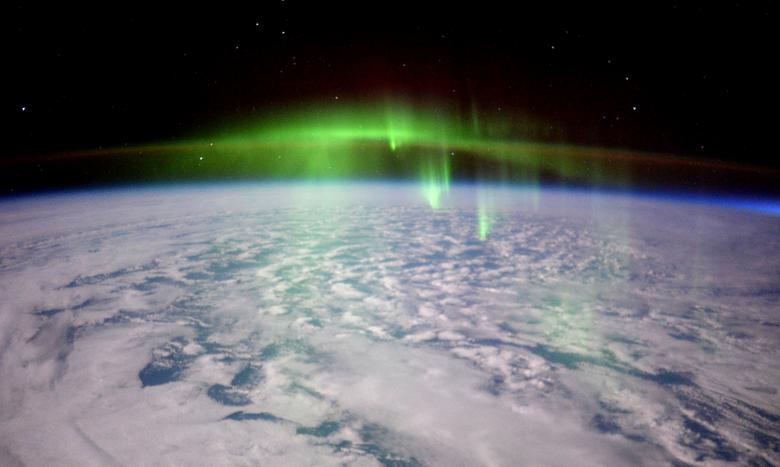 Las luces de una aurora vistas desde la Estación Espacial Internacional, febrero de 2016. 