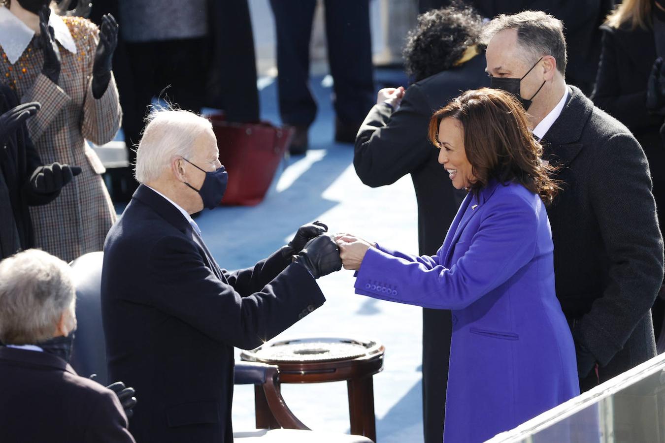 Joe Biden y la vicepresidenta Kamala Harris durante la toma de posesión.