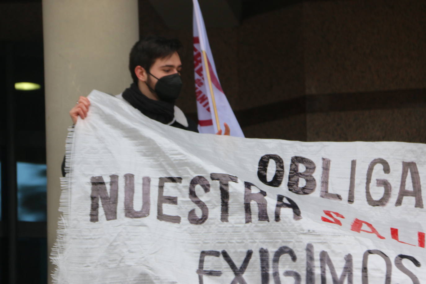 Alumnos del Frente de Estudiantes en la protesta. 