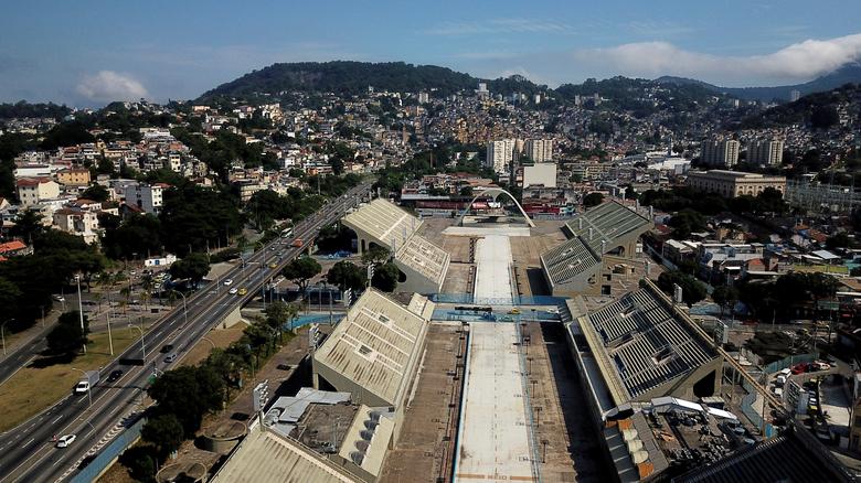 Una vista aérea del Sambódromo de Río de Janeiro, Brasil,.