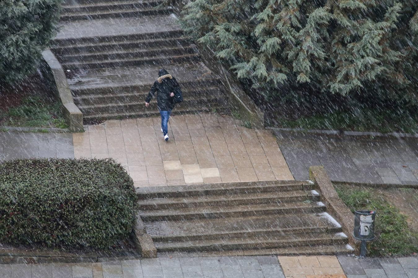 Una granizada histórica cubre las calles de León de blanco.