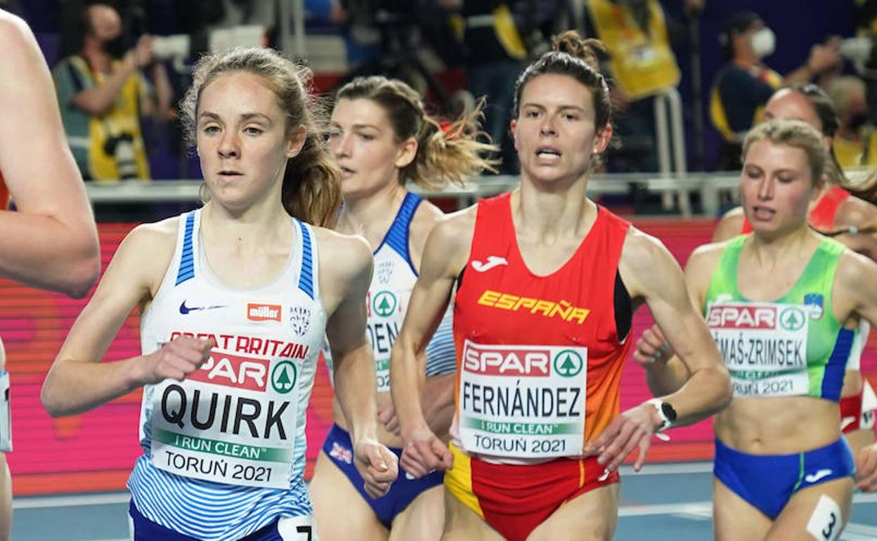 Blanca Fernández, durante la disputa de su semifinal en el Europeo de Atletismo.