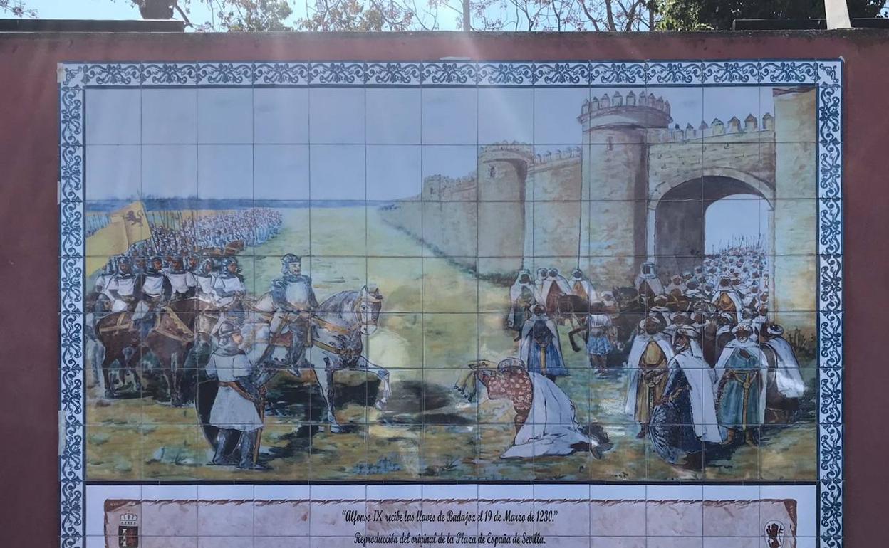 Mural en honor a Alfonso IX en Badajoz.