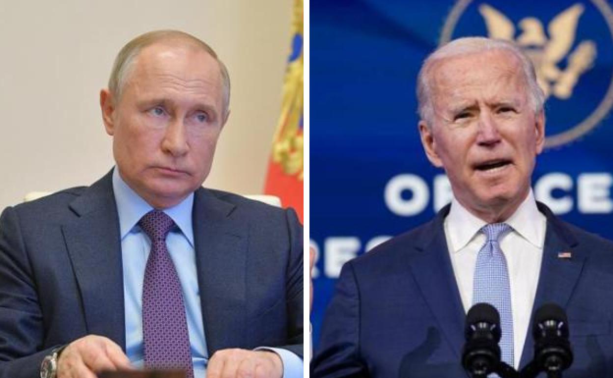 Vladimir Putin y Joe Biden. 