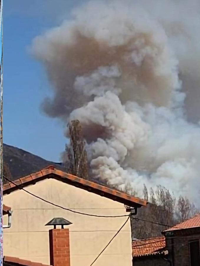 Las llamas, que asolan la ladera del pinar del Pico Muela, han obligado a actuar a medios terrestres y dos helicópteros.