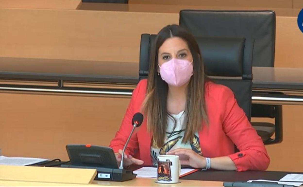 Nuria Rubio durante su intervención en las Cortes.