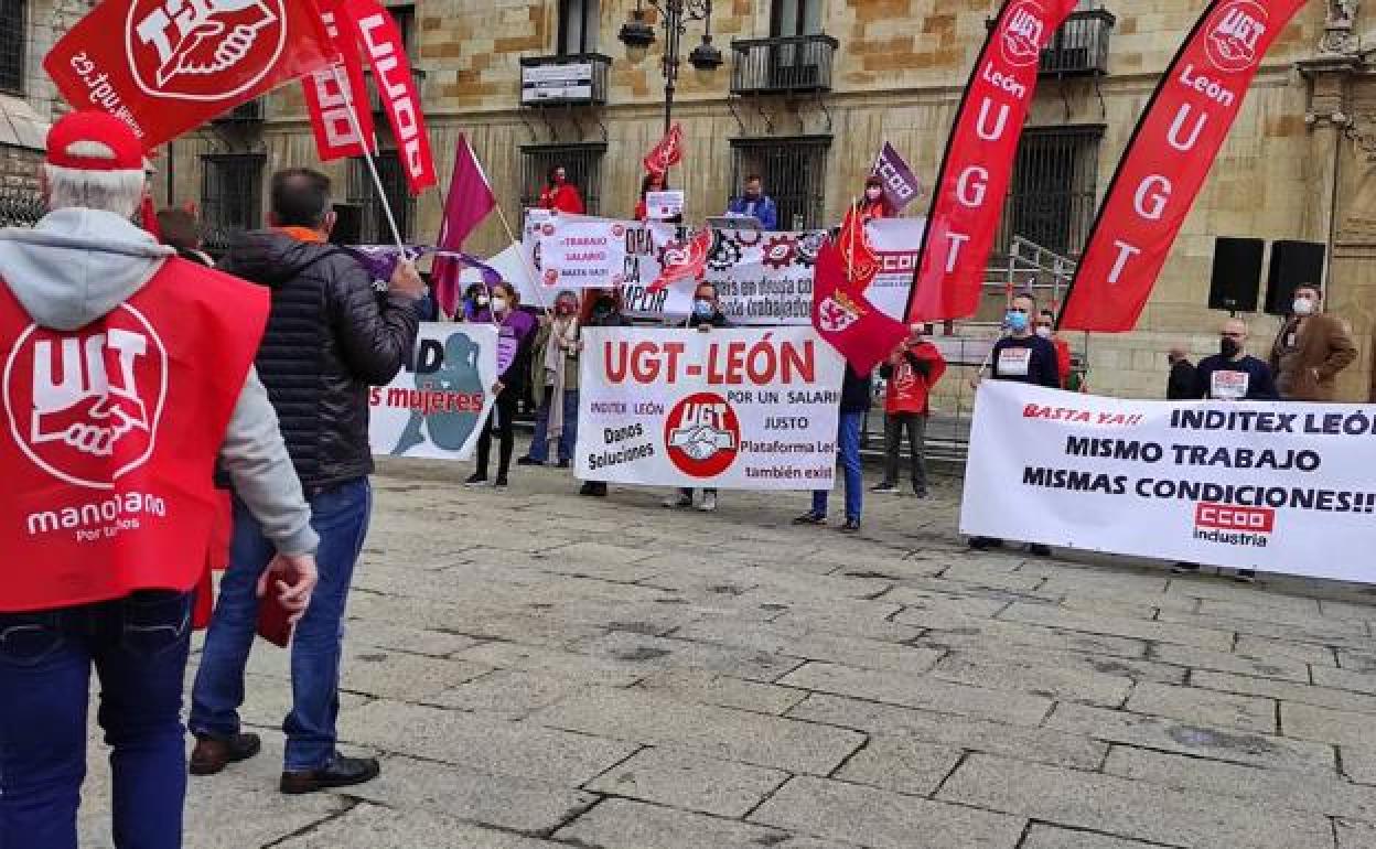 Movilización de la plantilla de Inditex en León el pasado 30 de abril.