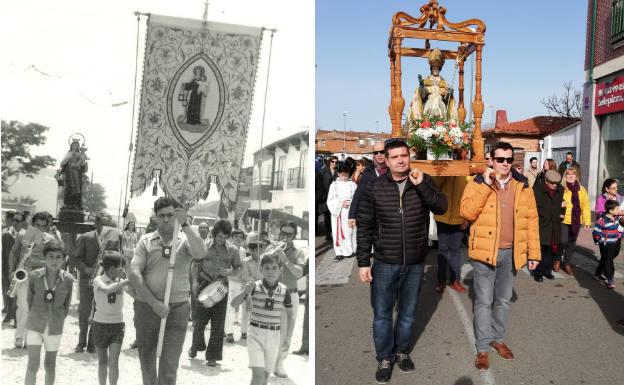 Procesión de la Virgen del Carmen como se hacía antaño y procesión de San Ildefonso en la actualidad.