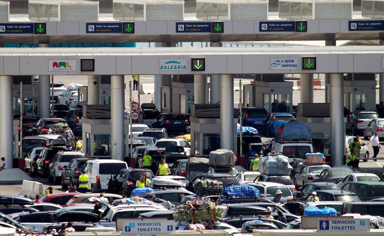 Atasco en el puerto de Algeciras a primeros de agosto de 2019 por la Operación Paso del Estrecho.