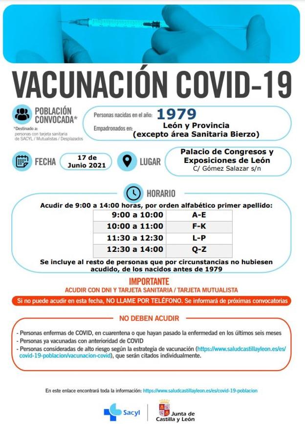 Imagen del cartel que anuncia la vacunación. 