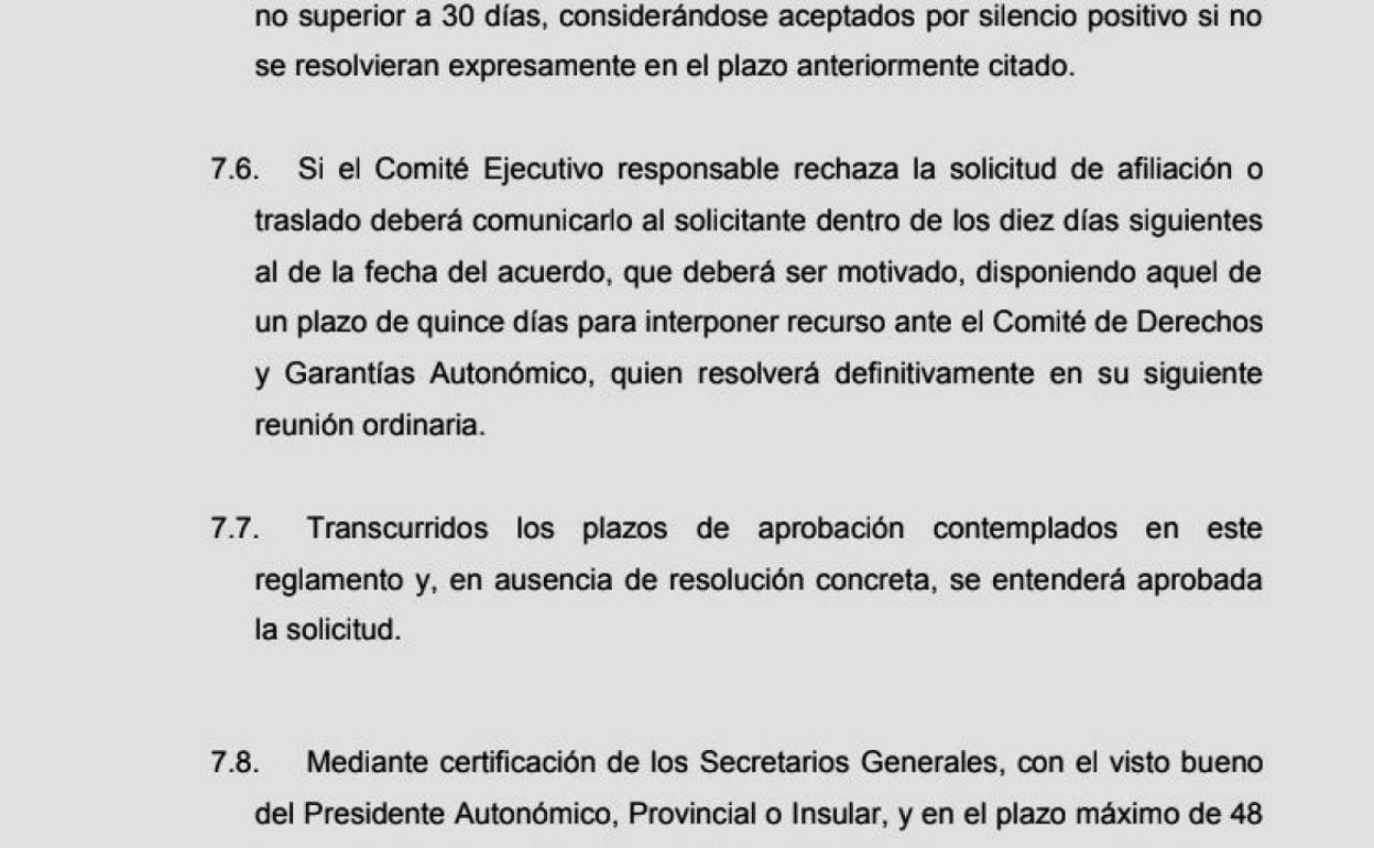 Imagen del apartado en el que se reconocen la formalización de afiliaciones pasados 45 días sin pronunciamiento.