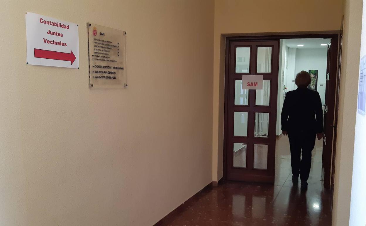 Imagen de la entrada al departamento de SAM en la Diputación de León. 