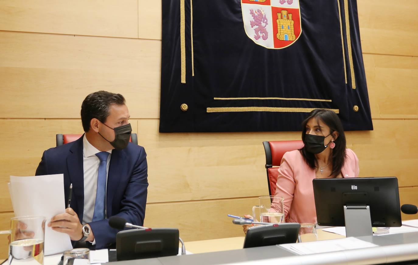 El portavoz del Grupo Popular, Raúl de la Hoz, durante su comparecencia en la Comisión de investigación de las Cortes sobre las eólicas