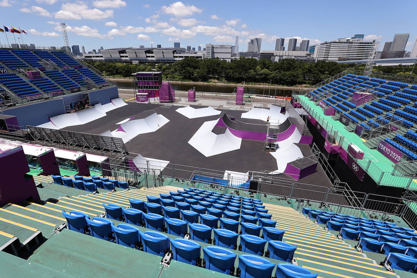 Vista general del Parque Deportivo Urbano de Ariake General para las pruebas de BMX Racing