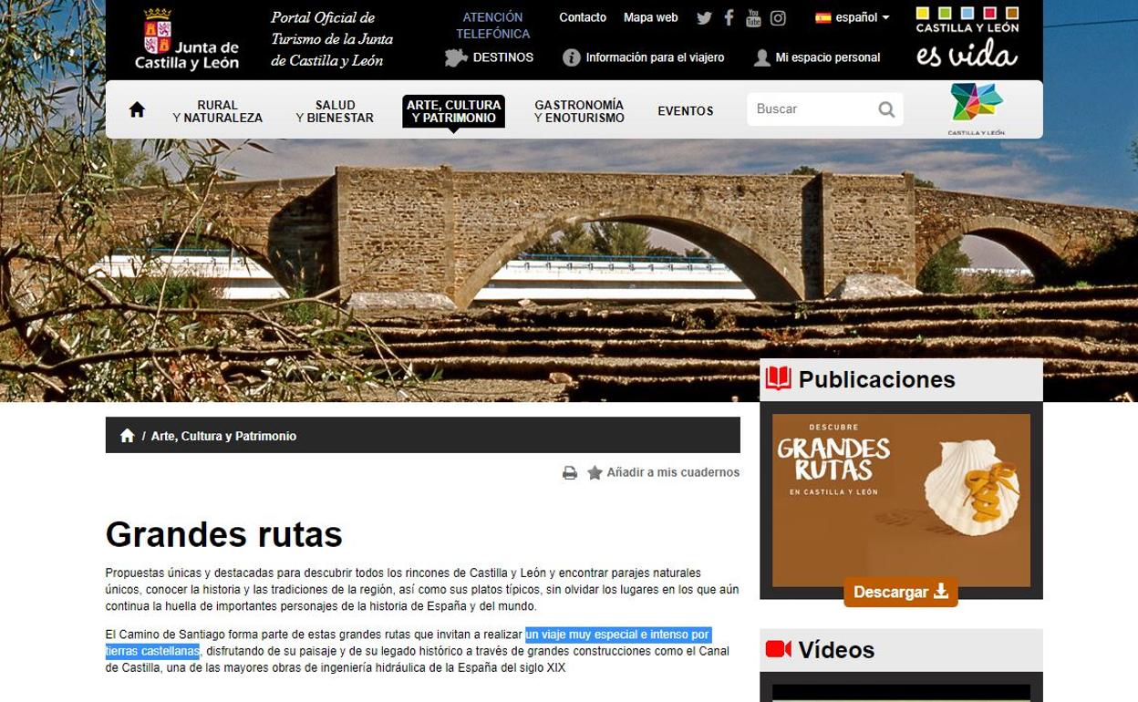 Imagen del portal de turismo de la Junta. 