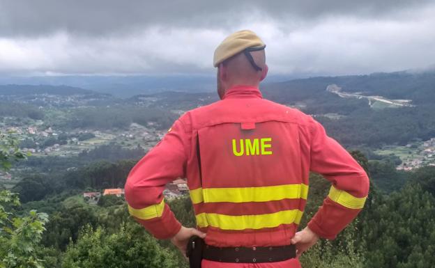 Efectivos de la UME en su acuartelamiento en Galicia.