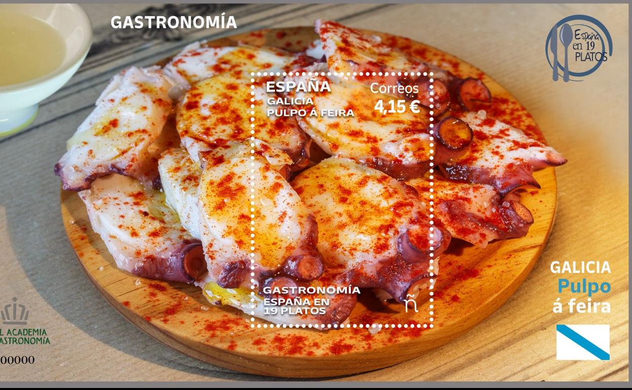 Sello dedicado al pulpo a feira.