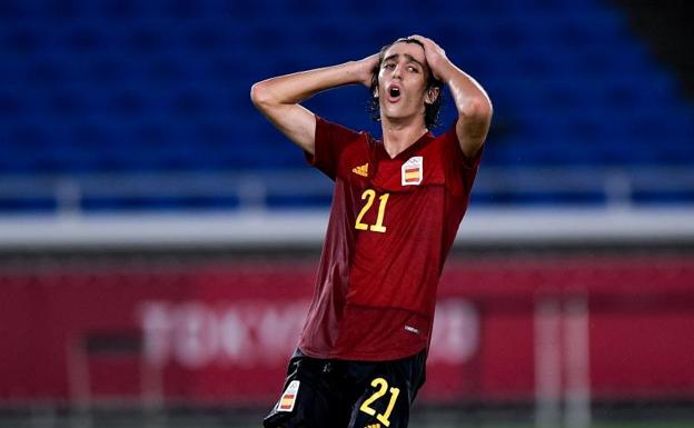 Bryan Gil, con la camiseta de la selección española en los recientes Juegos de Tokio. 