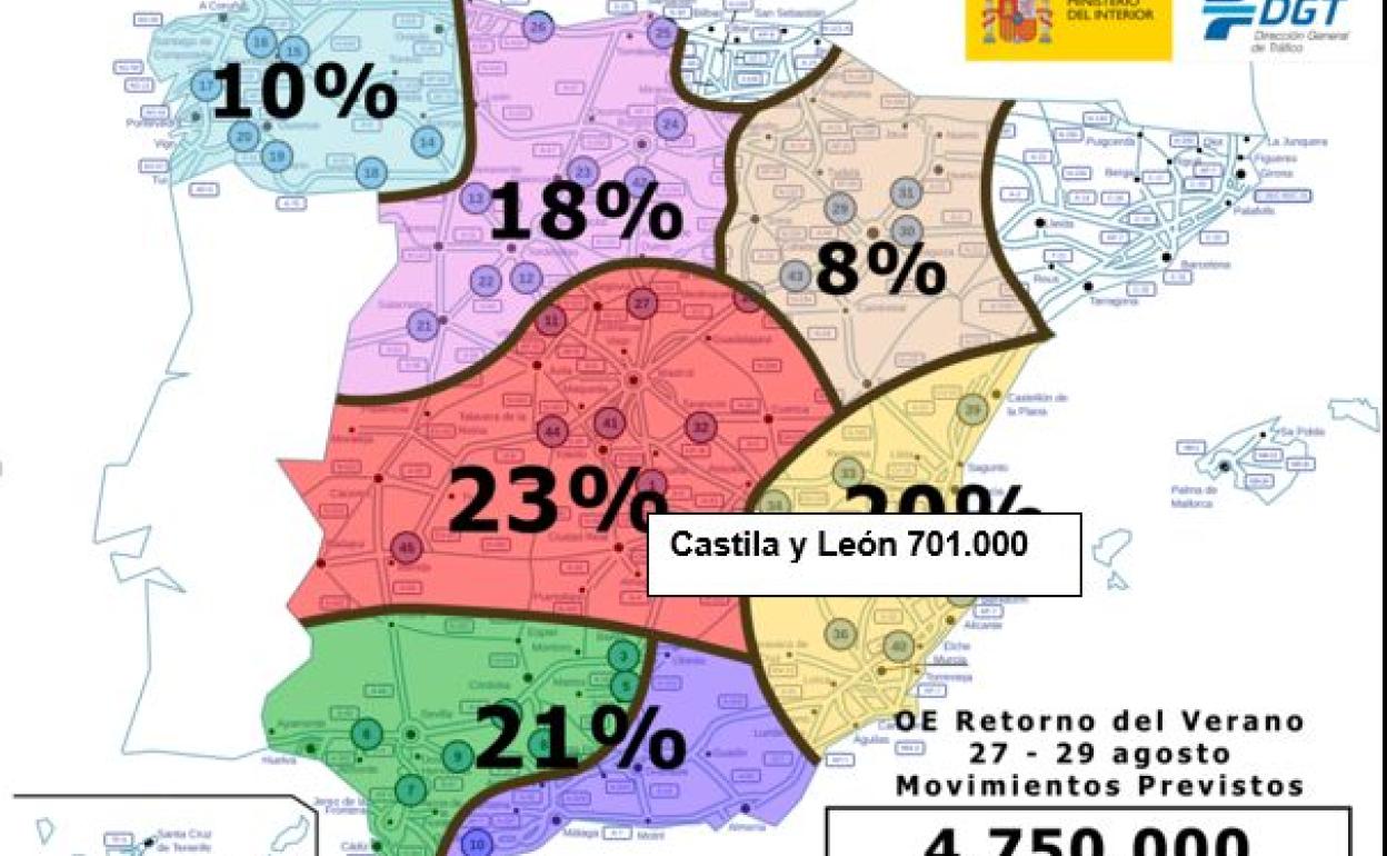 Mapa de distribución de zonas de saturación por desplazamientos. 