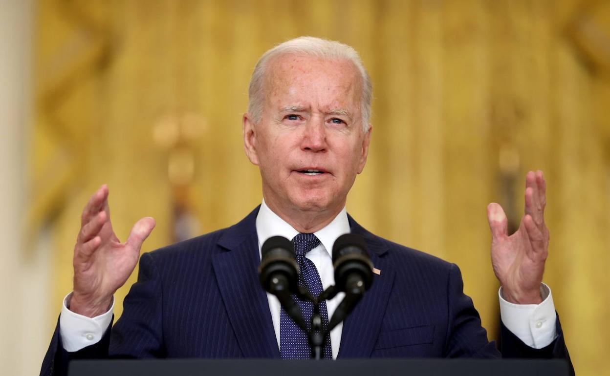 El presidente de los Estados Unidos, Joe Biden, durante la comparecencia este jueves en la Casa Blanca.