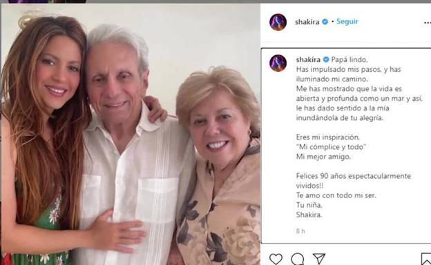 Shakira felicita el 90 cumpleaños a su padre.