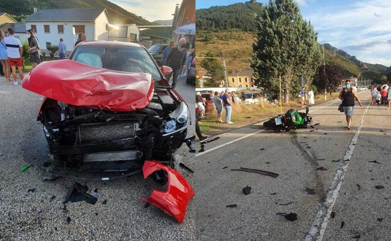 Estado en el que han quedado la moto y el vehículo.
