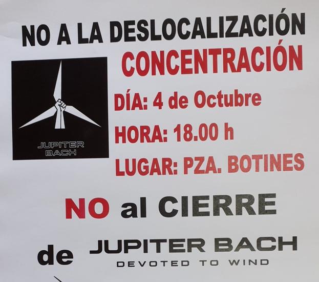 Cartel de la movilización en Botines.