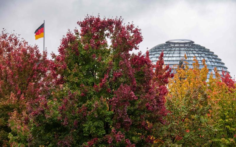 Los árboles de un parque de Berlín, en Alemania, colorean el ambiente