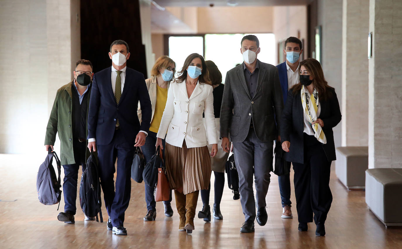 La consejera de Empleo e Industria, Ana Carlota Amigo, comparece, a petición propia, en la Comisión de Empleo e Industria de las Cortes de Castilla y León para evaluar los acuerdos del Diálogo Social correspondientes al ejercicio 2020.