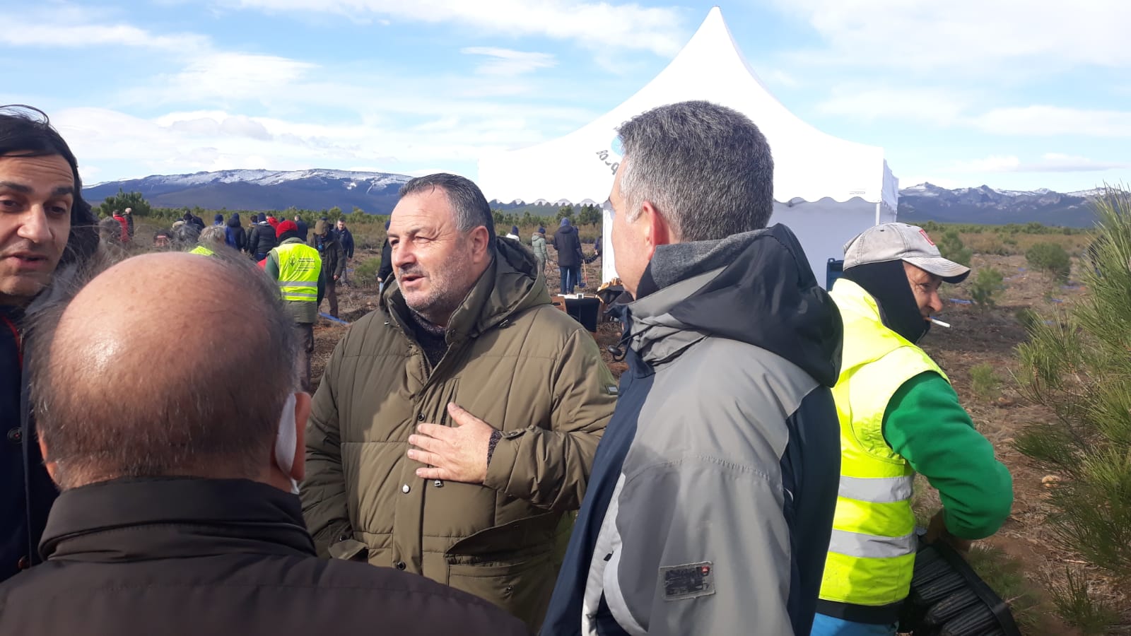 Decenas de personas participan en la plantación de árboles en el área arrasada por el incendio de Castrocontrigo.