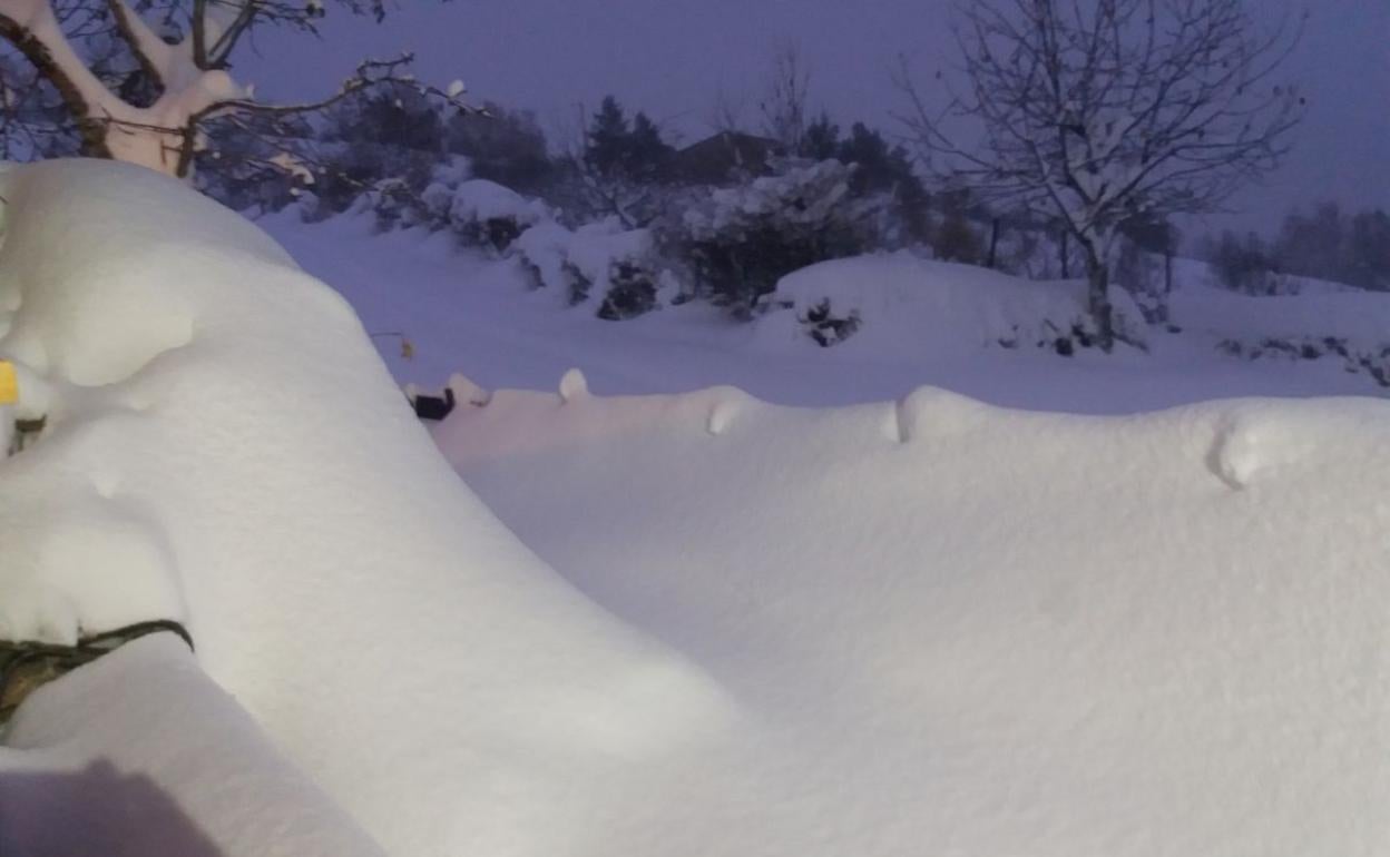 Imagen de la nieve del exterior enviada por uno de los voluntarios. 