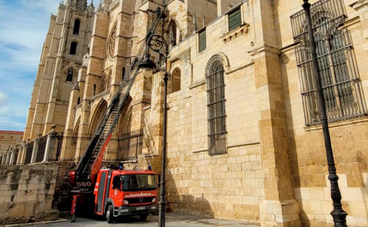 Intervención de los Bomberos en la Catedral.