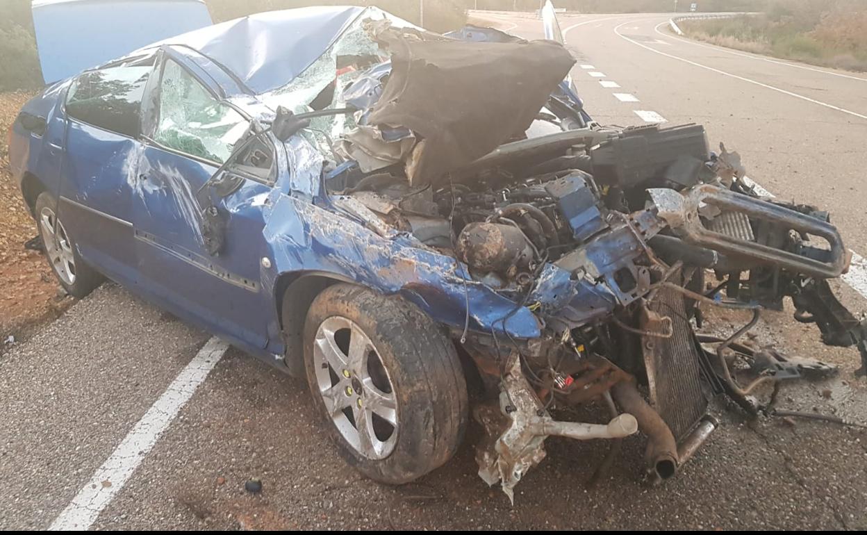 Siniestro producido en la carretera de Castrocalbón, en la provincia de León.