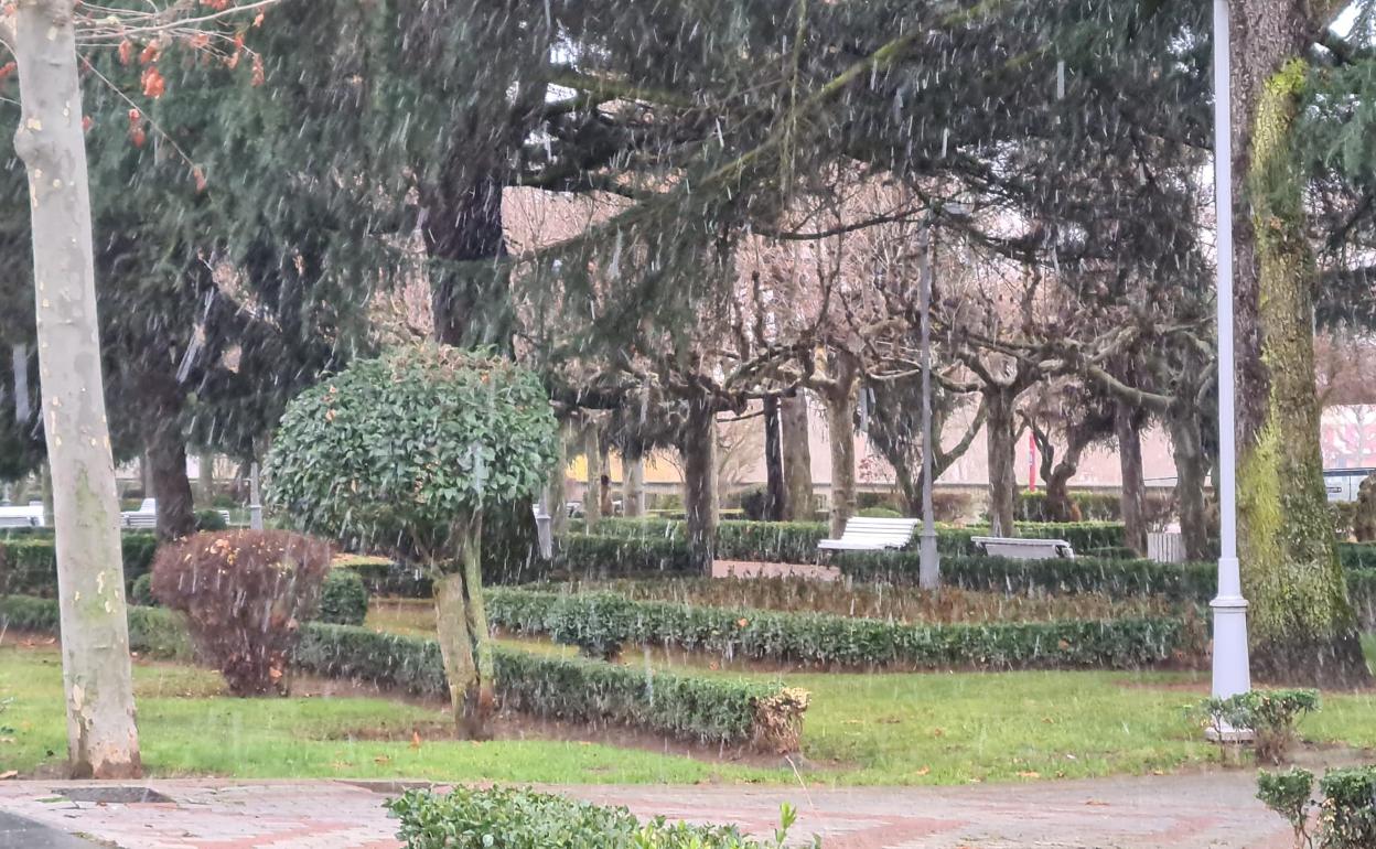 La nieve sorprende una jornada más en la capital leonesa, donde se espera este tipo de situación durante todo este día festivo de la Inmaculada.