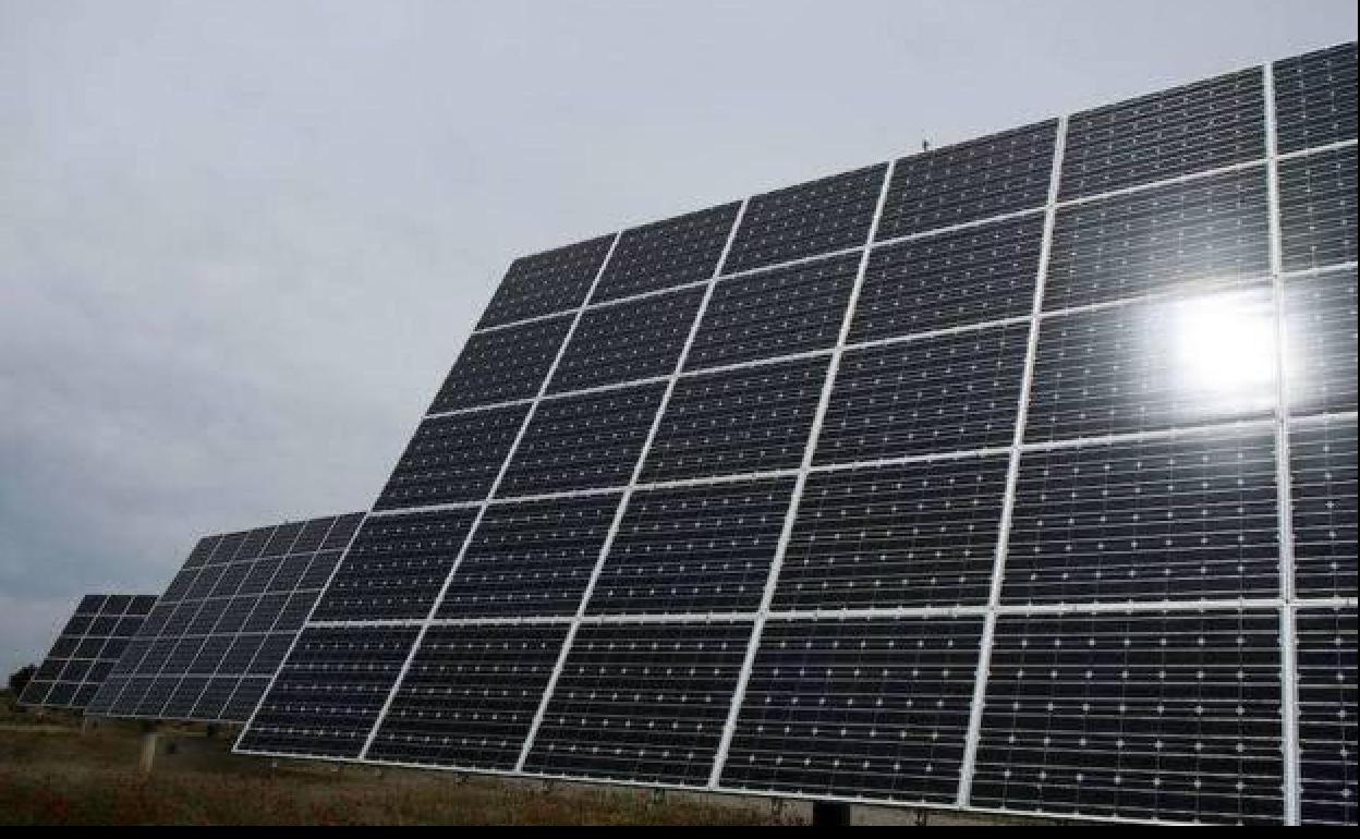 Imagen de unas placas solares en un parque fotovoltaico.