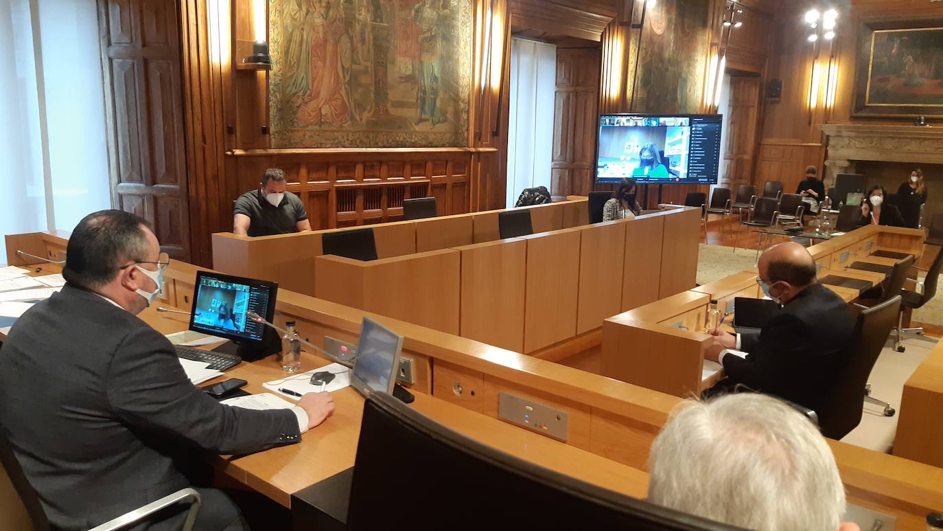 Imagen del pleno semipresencial de la Diputación de León este miércoles. 