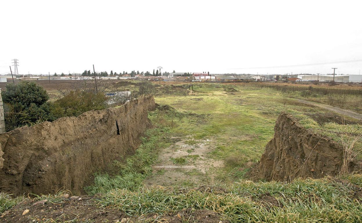 Terreno junto a la carretera de Villarroañe en el que se asentará el nuevo parque industrial de León.