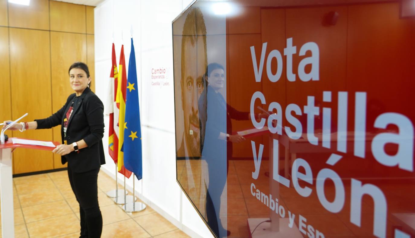 La secretaria de Organización del PSOECyL, Ana Sánchez, presenta la campaña electoral de los socialistas de Castilla y León a las elecciones autonómicas del 13 de febrero.