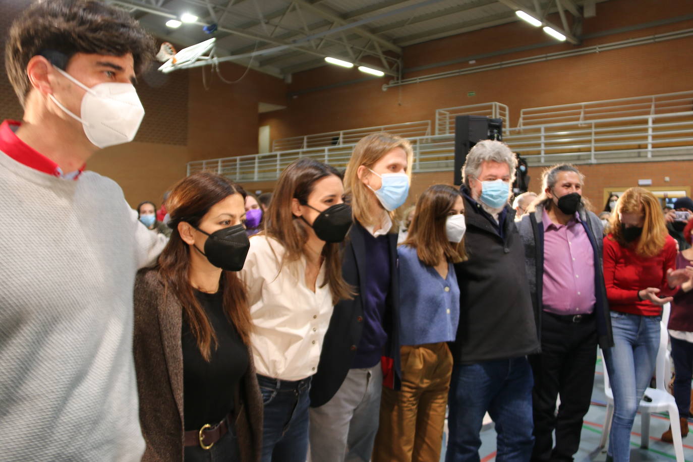 Las ministras de Igualdad y de Derechos Sociales acompañan a los candidatos de Unidas Podemos en Valladolid, León y Burgos en un acto en el pabellón La Torre que abre la campaña hacia el 13-F en Castilla y León