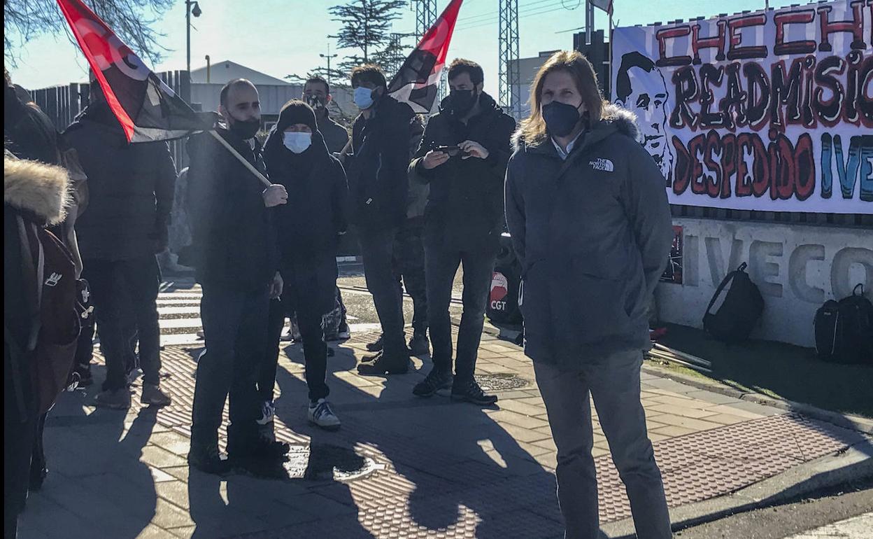 Pablo Fenández durante una protesta de CGT en Valladolid.