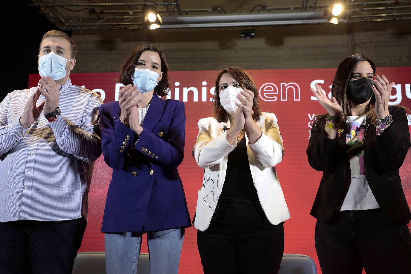 El Partido Socialista celebra un acto feminîsta en el que participan la vicesecretaria general del PSOE, Adriana Lastra; la secretaria de Igualdad, Andrea Fernández y la candidata a las Cortes por León, Nuria Rubio.