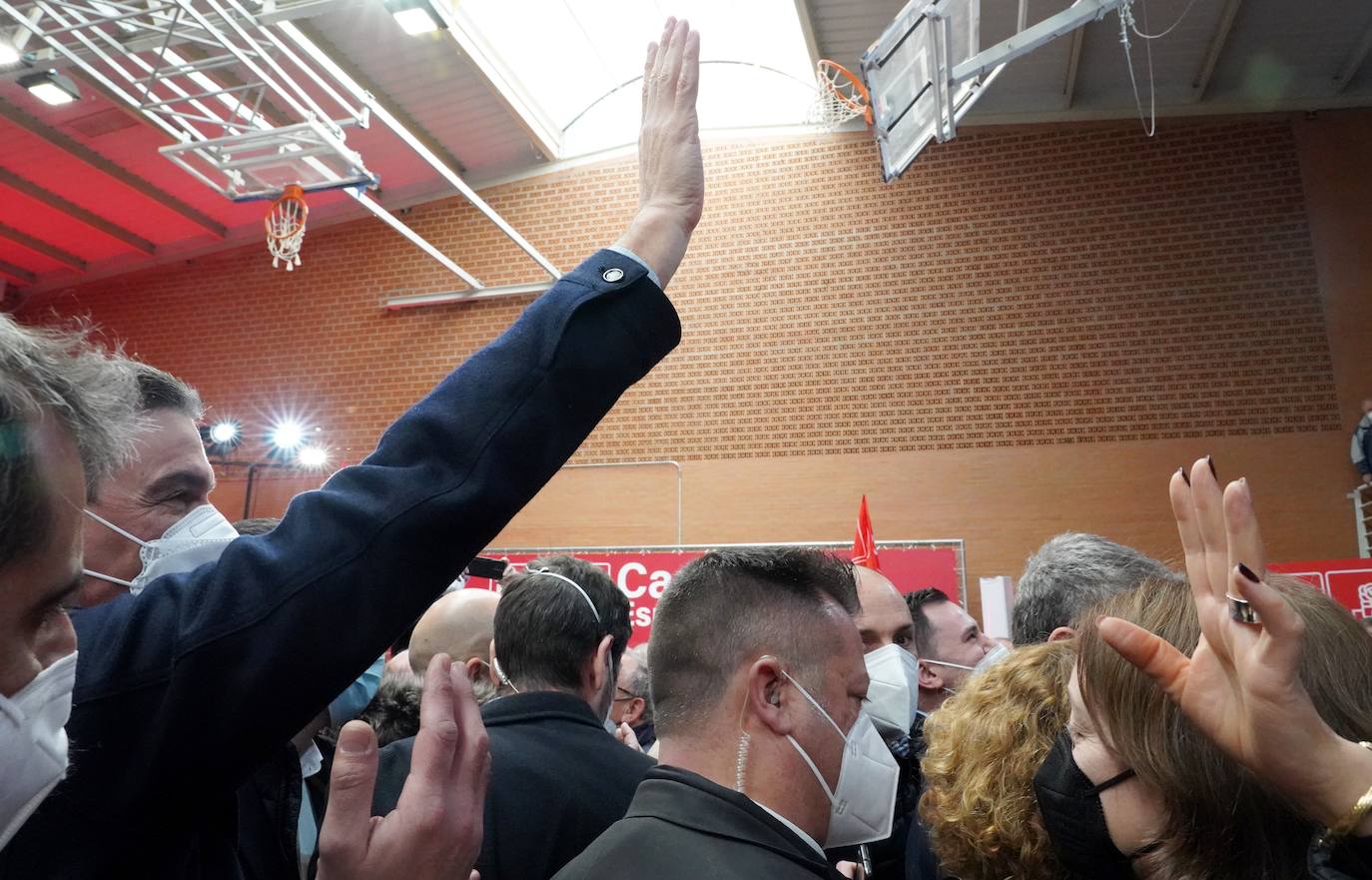 Acto electoral en León del candidato del PSOE a la Presidencia de la Junta, Luis Tudanca; el expresidente José Luis Rodríguez Zapatero y del presidente y secretario general del PSOE, Pedro Sánchez.