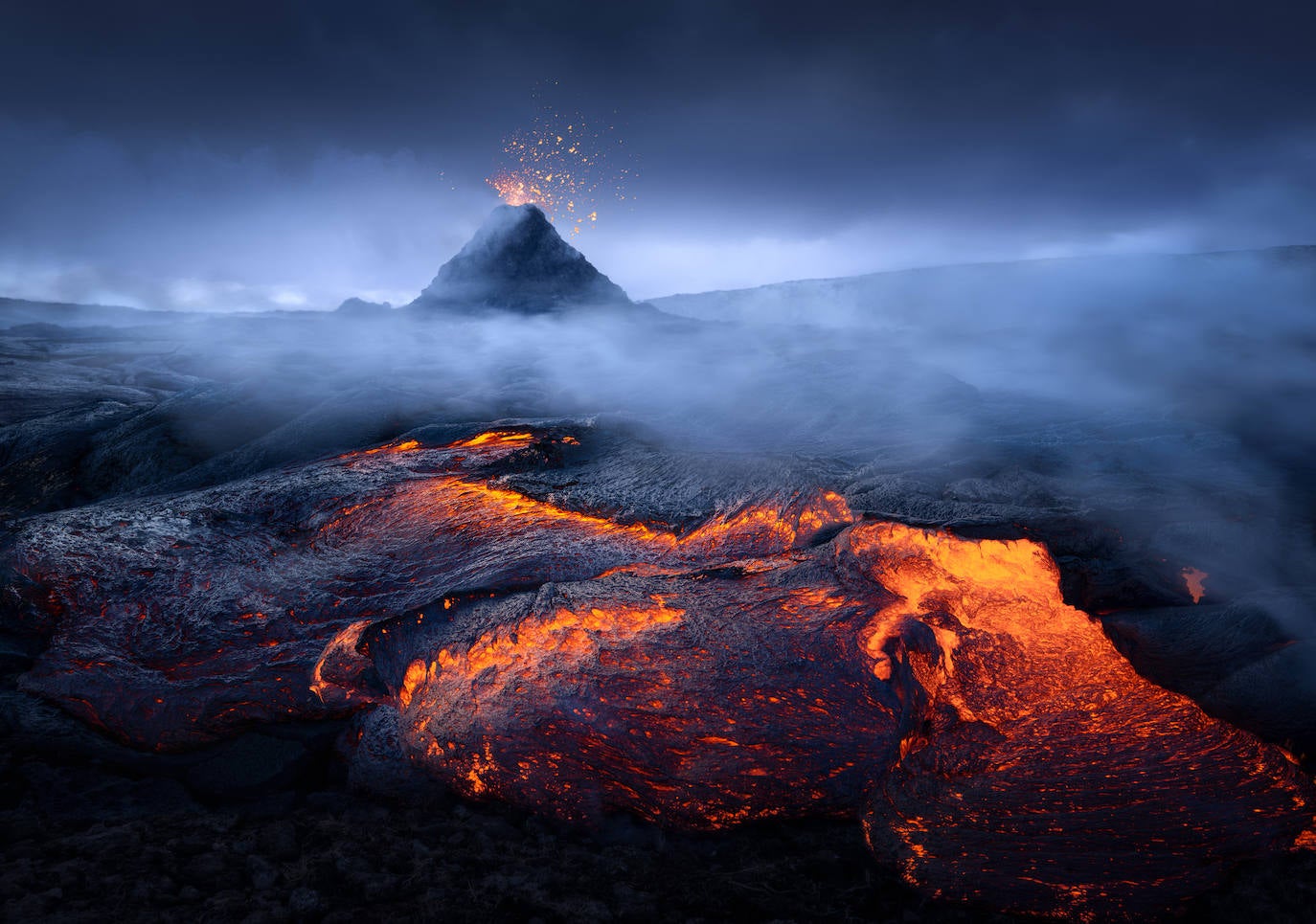 Paisaje zona volcánica de Fagradalsfjall