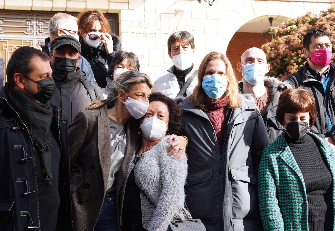 La vicepresidenta segunda del Gobierno y ministra de Trabajo, Yolanda Díaz, visita Castronuño (Valladolid) para participar en la campaña para las elecciones autonómicas junto al candidato a la Presidencia de la Junta por Unidas Podemos, Pablo Fernández..