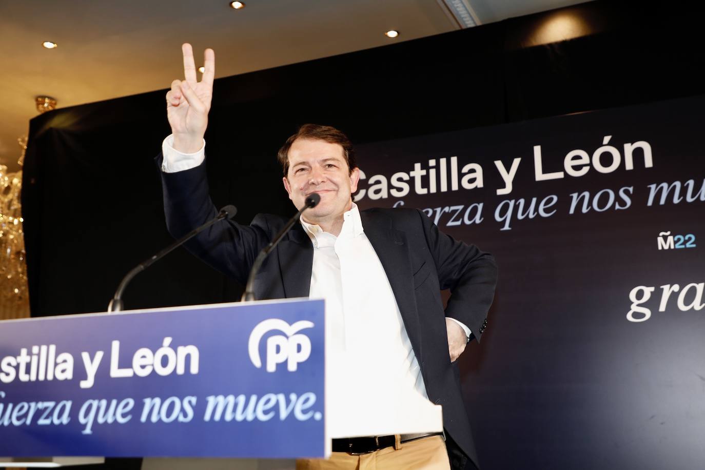 Alfonso Fernández Mañueco celebra su victoria en las elecciones de Castilla y León